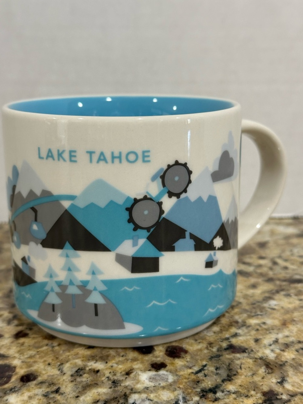 Starbucks Lake Tahoe Ceramic Mug - Blue, White, Gray
